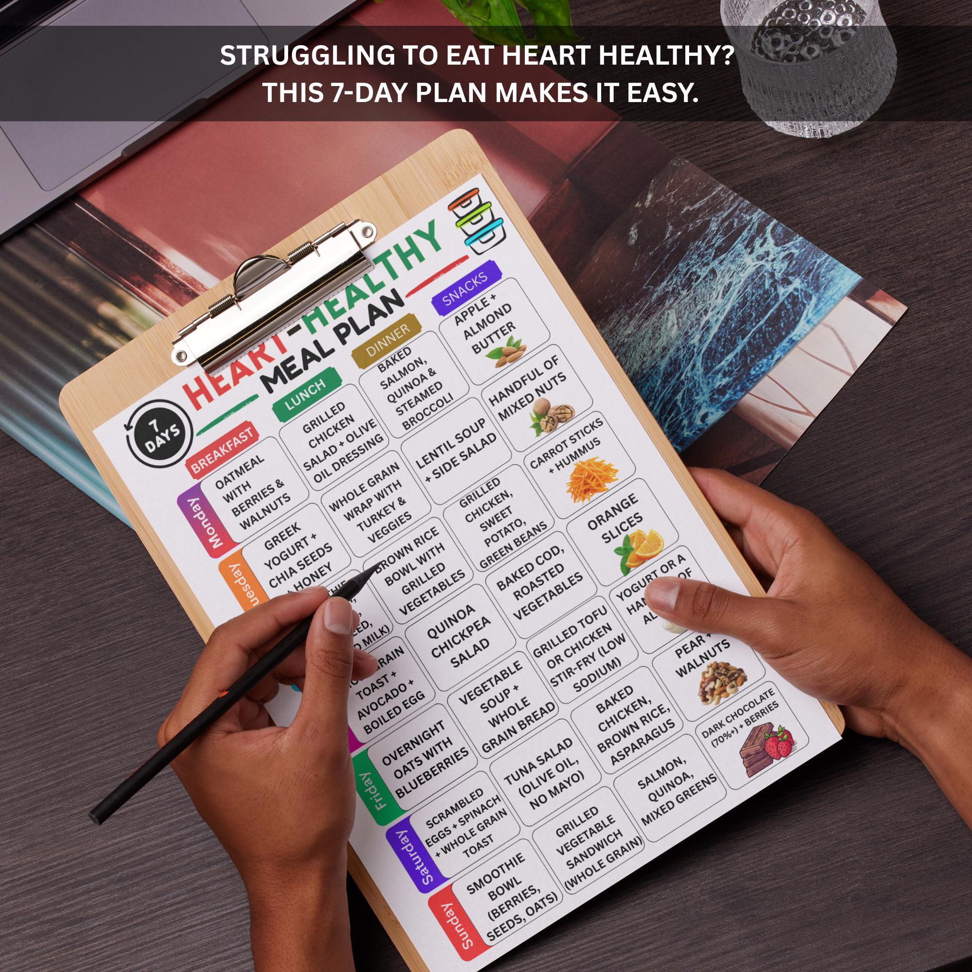 Heart Healthy Diet 7 Day Meal Plan Printable PDF Cardiac Meals Low ...