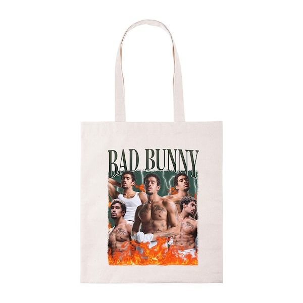 Bad Pop Bunny Tote Bag - Novelty Music Shopping Carrier Gift Bag