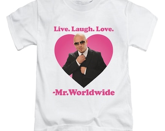 Live Laugh Love Mr Worldwide Adults T-Shirt - Novelty Fun Top