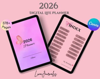 2026 Hyperlinked Digital Planner | Daily, Monthly & Yearly Journal | iPad GoodNotes Planner | 375+ Pages