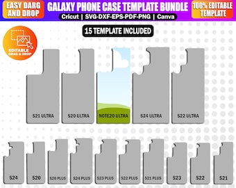 15x sjabloonbundel Samsung Galaxy-telefoonhoesje | Bewerkbare canvas-sublimatieblanco's | Alle populaire modellen SVG-PNG (direct downloaden)