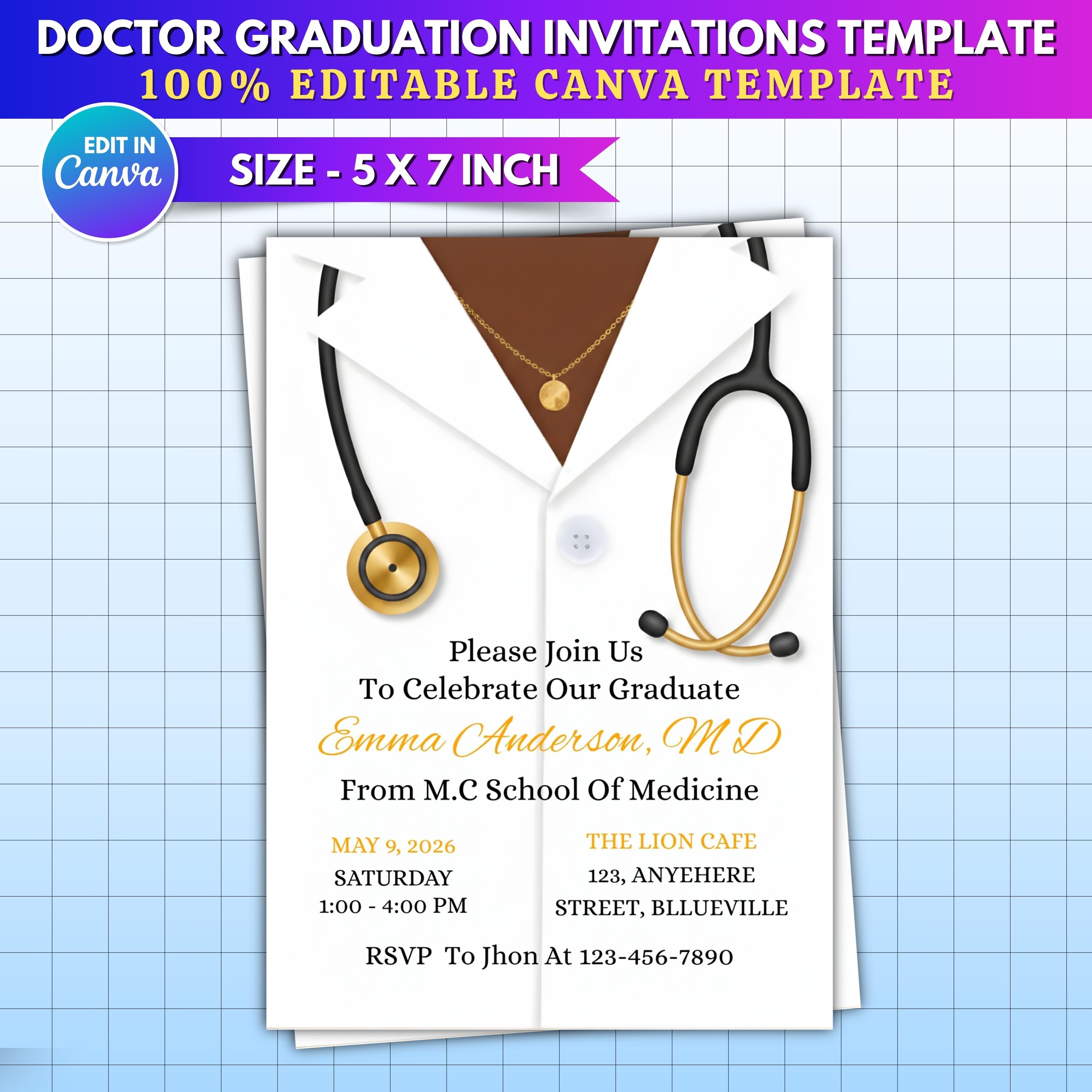 Doctor Graduation Invitation Template | Medical Graduation Party Invite ...