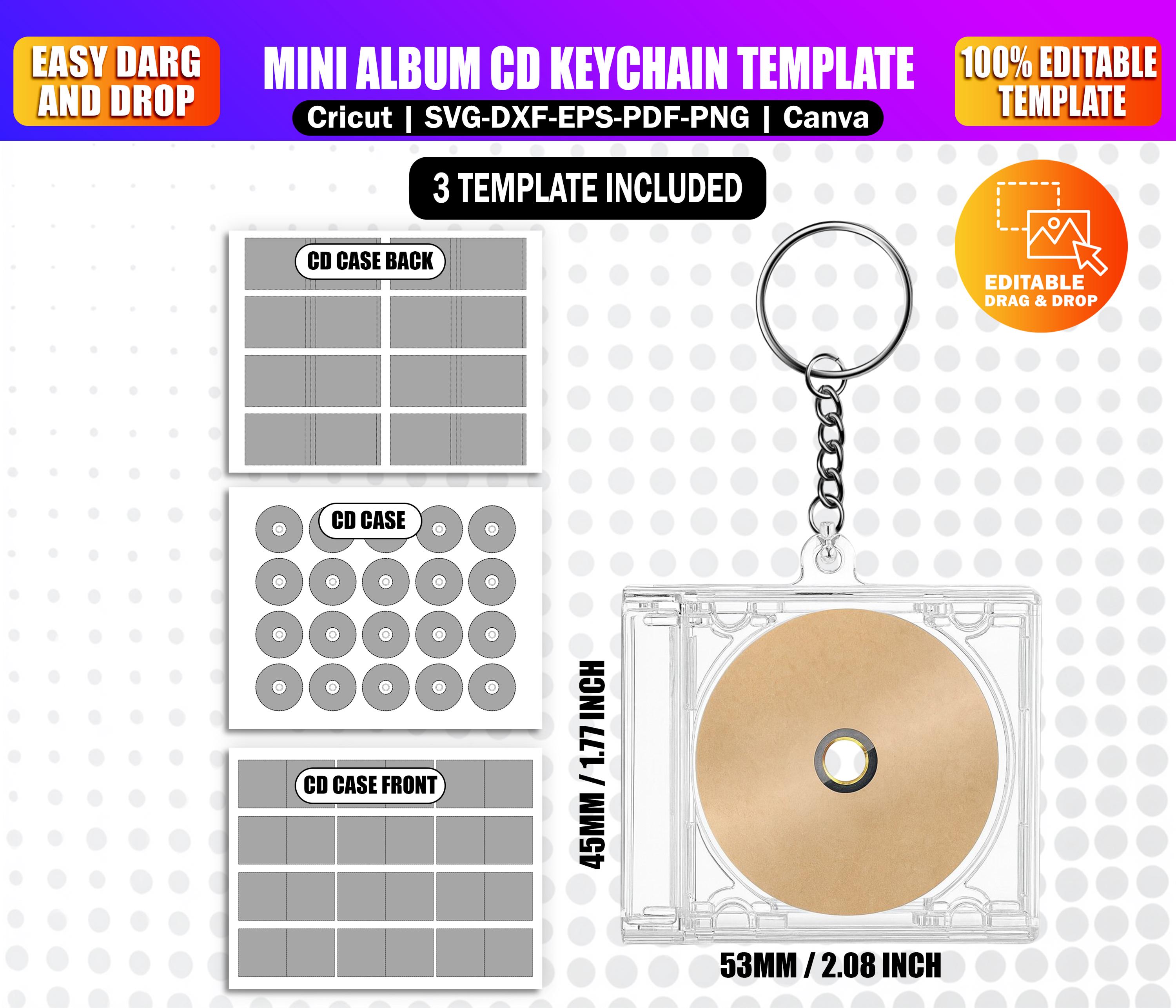 3xミニアルバムCDキーホルダーテンプレートCanva編集可能 | CDケース