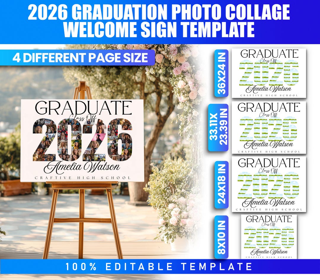 2026 Graduation Photo Collage Welcome Sign Template | Senior Class of ...