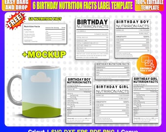 Birthday Nutrition Facts Label Template | Editable Canva Design | Personalized Party Favors Digital Download