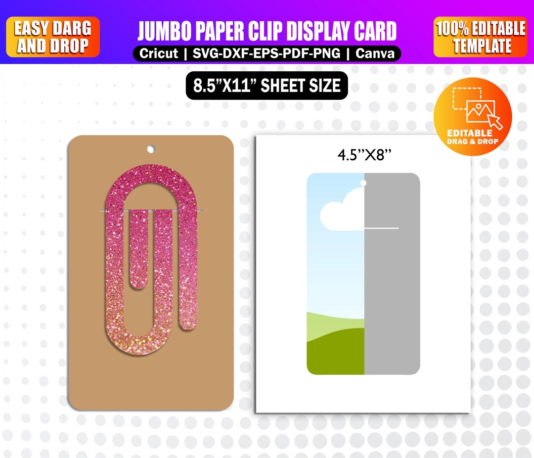 Editable Jumbo Paper Clip Display Card | Canva Template + SVG PNG PDF ...