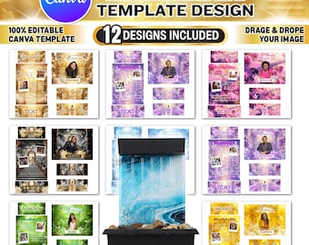 12x Memorial Mini Fountain Templates | Canva Editable Custom Designs | Custom Memorial Fountain Wrap Digital Bundle