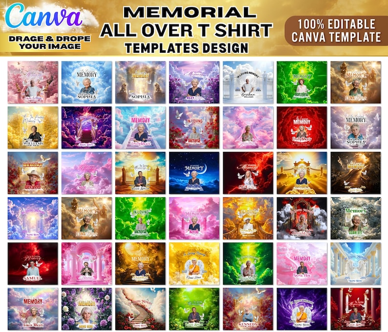 120x Mega Memorial T-shirt Design Bundle | in Loving Memory Canva ...