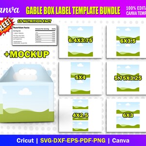 6x Gable Box Front Label Template SVG | Editable Canva Drag & Drop ...