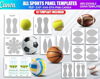 Alle Sport Panel Template Bundle | Bearbeitbare Canva Leinwand-Designs für Football, Baseball, Basketball, Softball