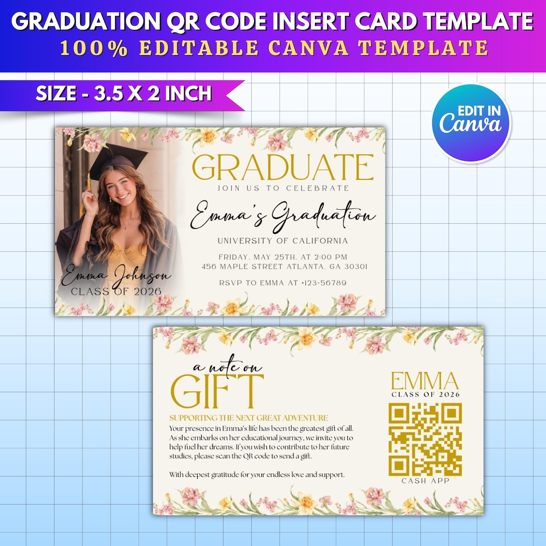 New Graduation Code. India Graduation QR Code Insert Card | College Fund Venmo Code Graduation ...