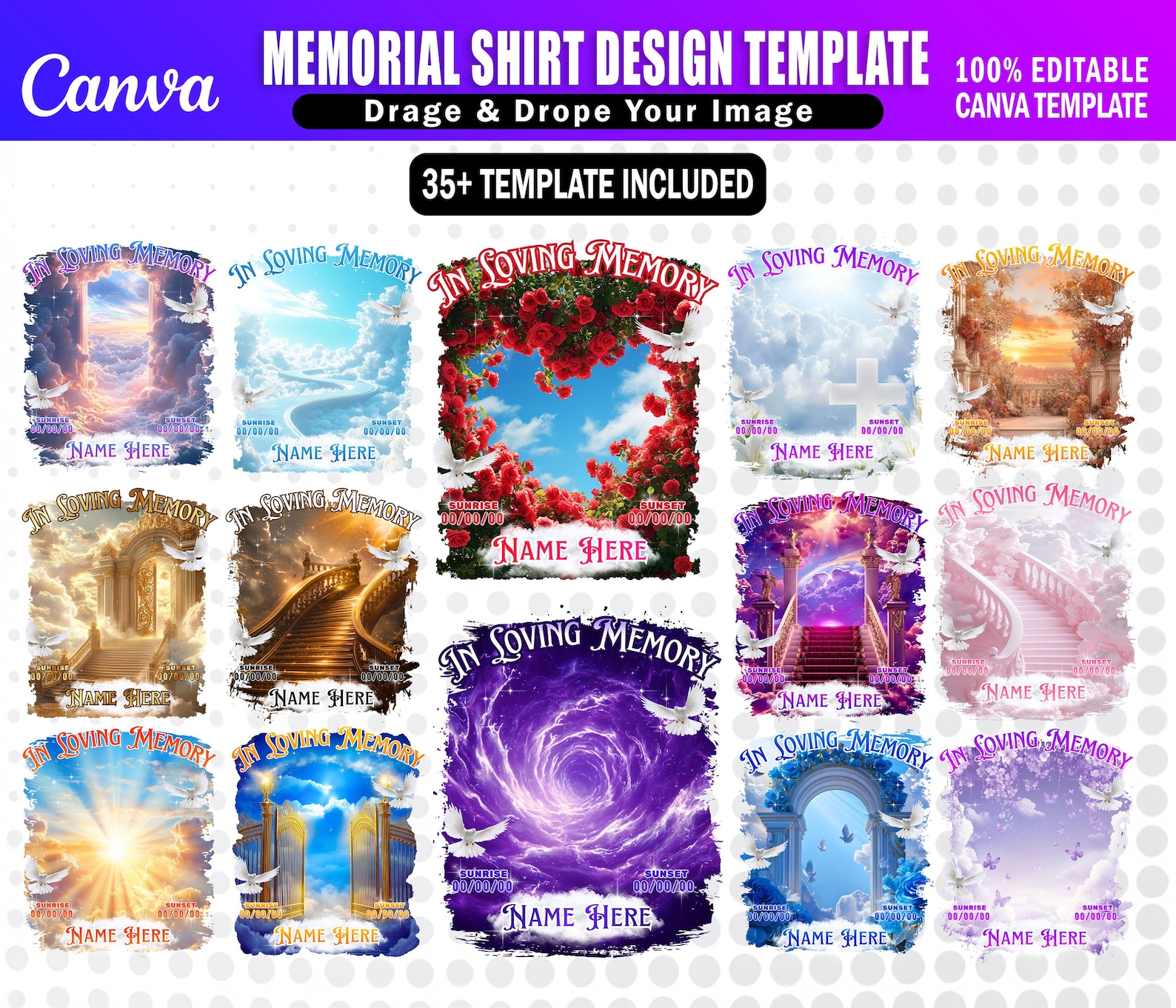 Memory Rip Word Disign 35+ in Loving Memory Shirt Designs | Editable Canva Memorial Templates ...