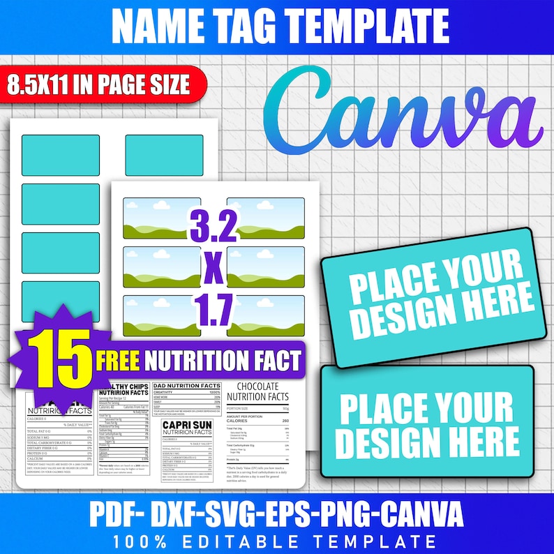 Virtual Name Label Name Tag Template | Editable Canva 3.2