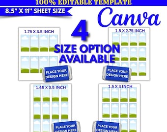 Mini Chocolate Wrapper Canva Template, Editable Candy Bar Wrapper, Party Favor Chocolate Wrap SVG