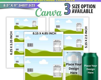 Soda Can Canva Template | Customizable Soda Can Wrapper | Blank Soda Can Wrap | Personalized Party Favor Label | Beer Can Label Template