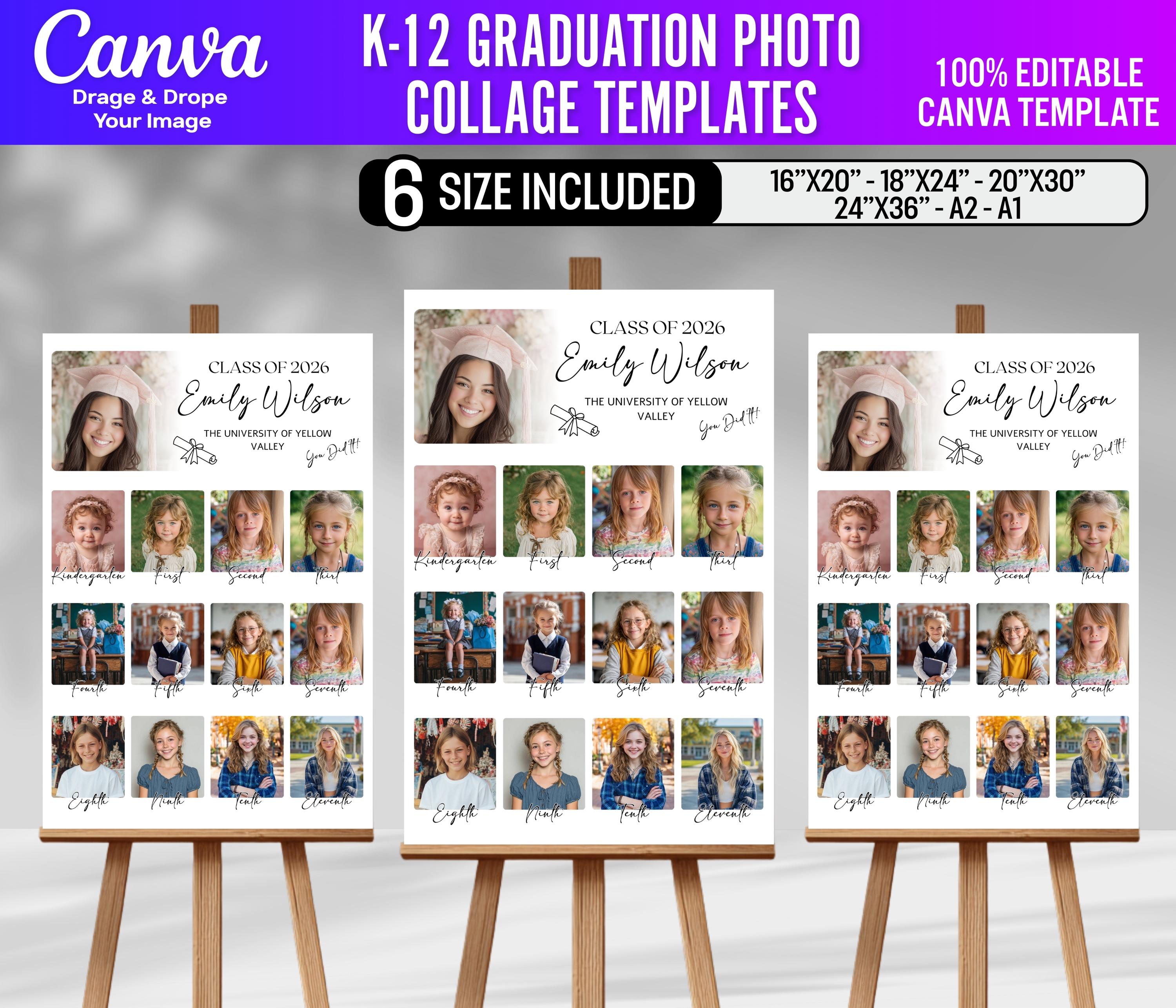 K-12 Graduation Photo Collage Poster Template | Printable High School ...