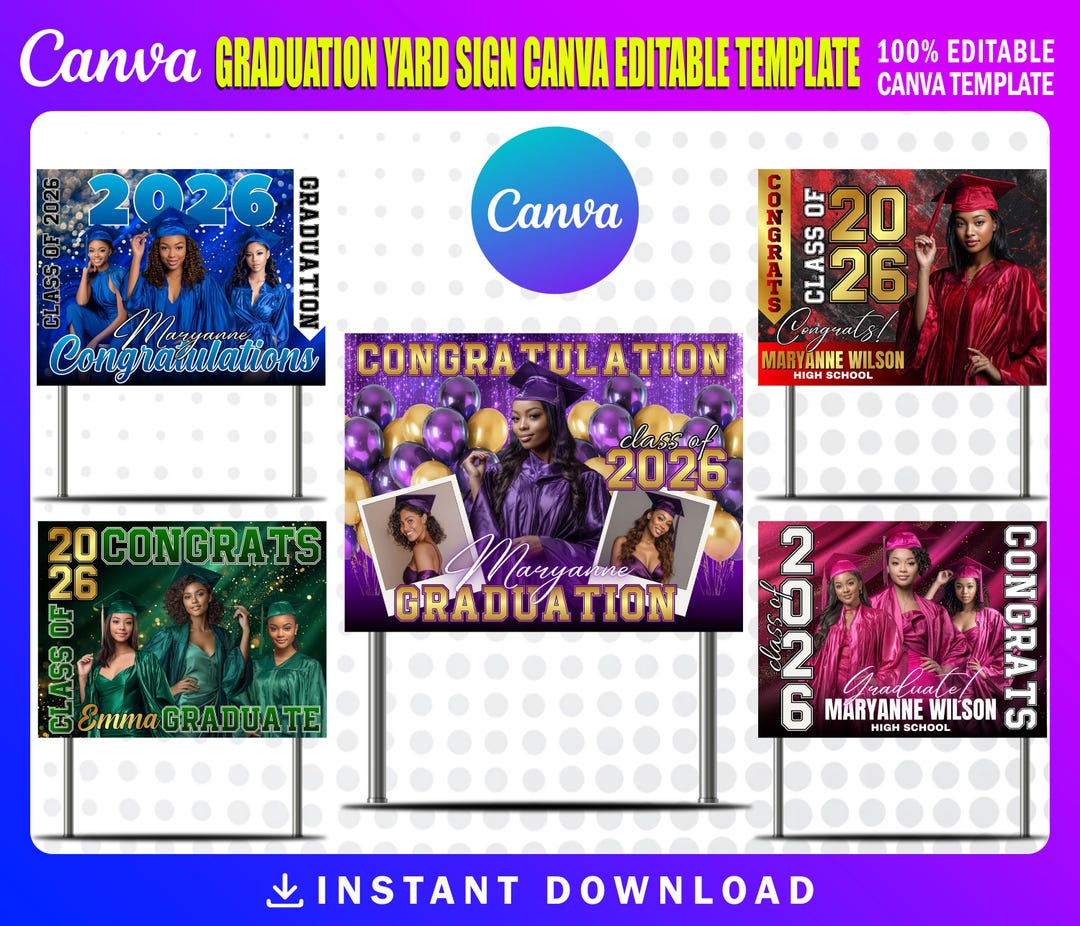 05x Graduation Yard Sign Canva Editable Template | Graduation Flag 2026 ...