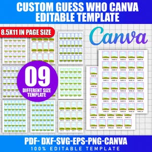 Modello fai da te per "Indovina chi" / Tabellone di gioco personalizzato modificabile con Canva / Crea il tuo gioco digitale stampabile