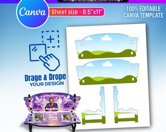 Plantilla de banco conmemorativo / Envoltorio conmemorativo editable de Canva / Diseño de banco en blanco para sublimación / Plantilla digital de recuerdos conmemorativos con función de arrastrar y soltar