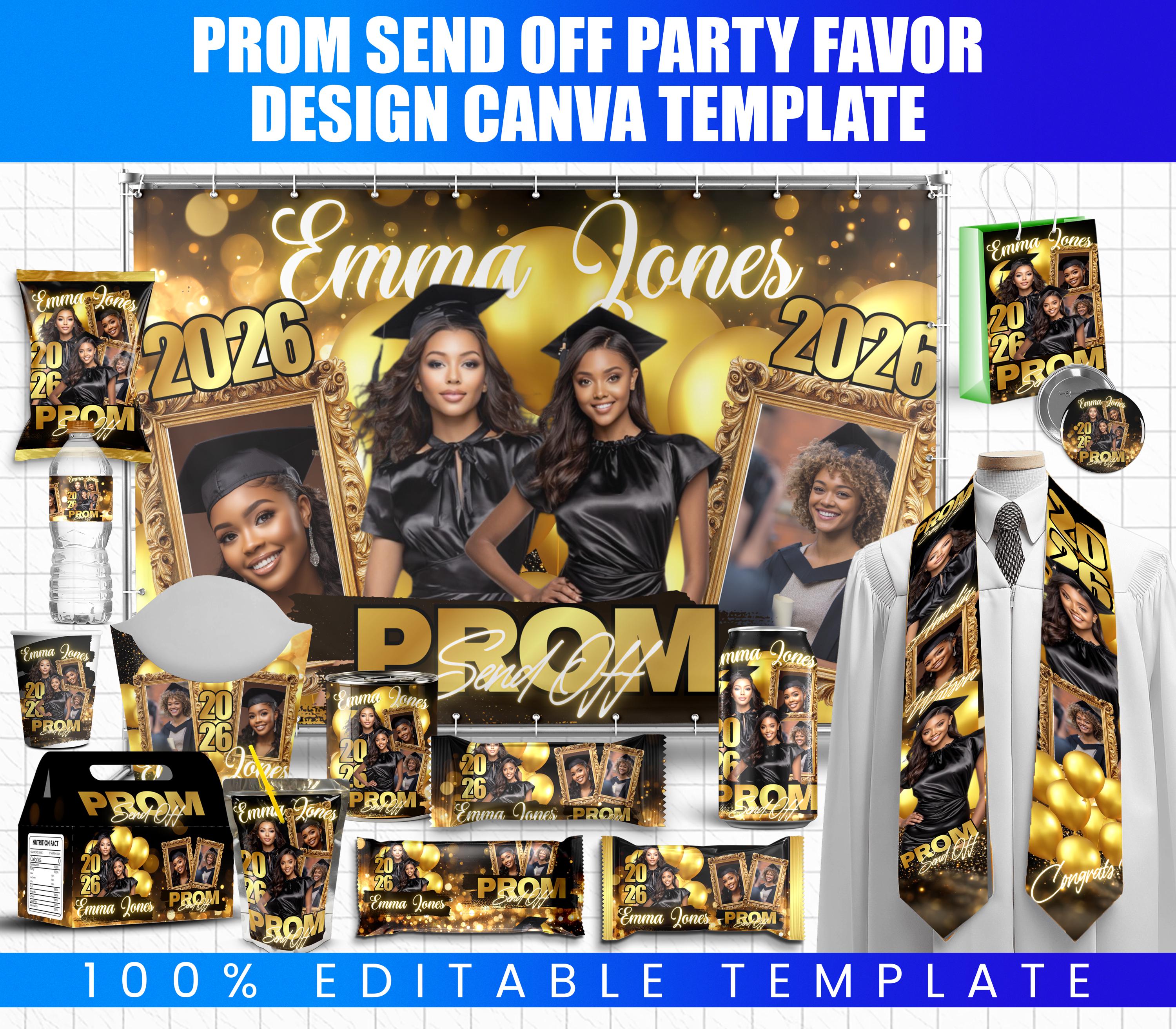 Prom Custom Snacks 15x Editable Prom Send off Treat Templates | Party Favors Packaging ...