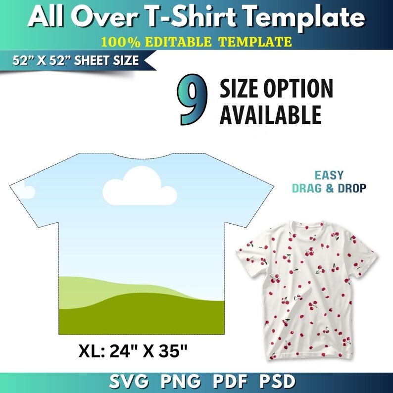All Over Tshirt Canva Editable Template Bundle, Tshirt Template