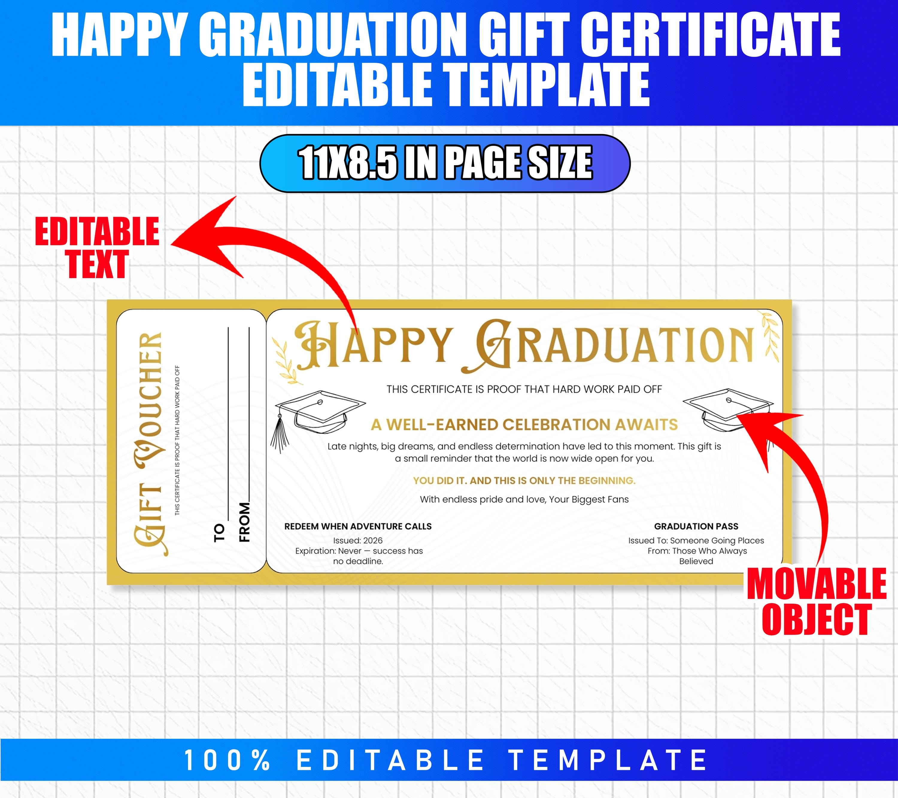 Happy Graduation Gift Certificate Template | Elegant and Grand ...