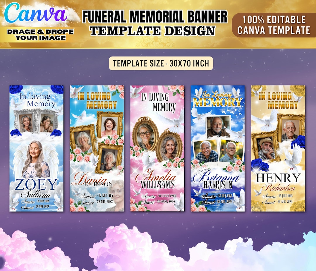 Funeral Banner Template | Memorial Celebration of Life Backdrop ...