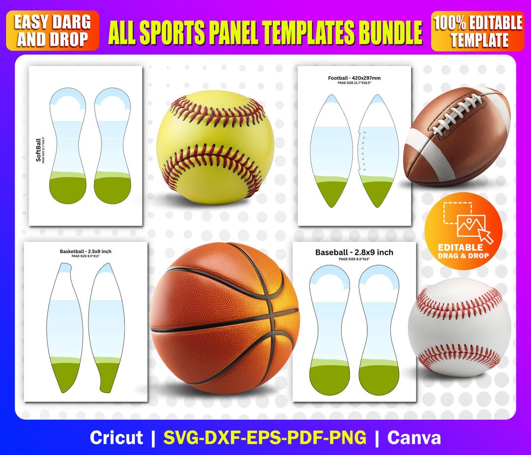 All Sports Panel Templates Bundle SVG | Baseball, Football, Basketball ...