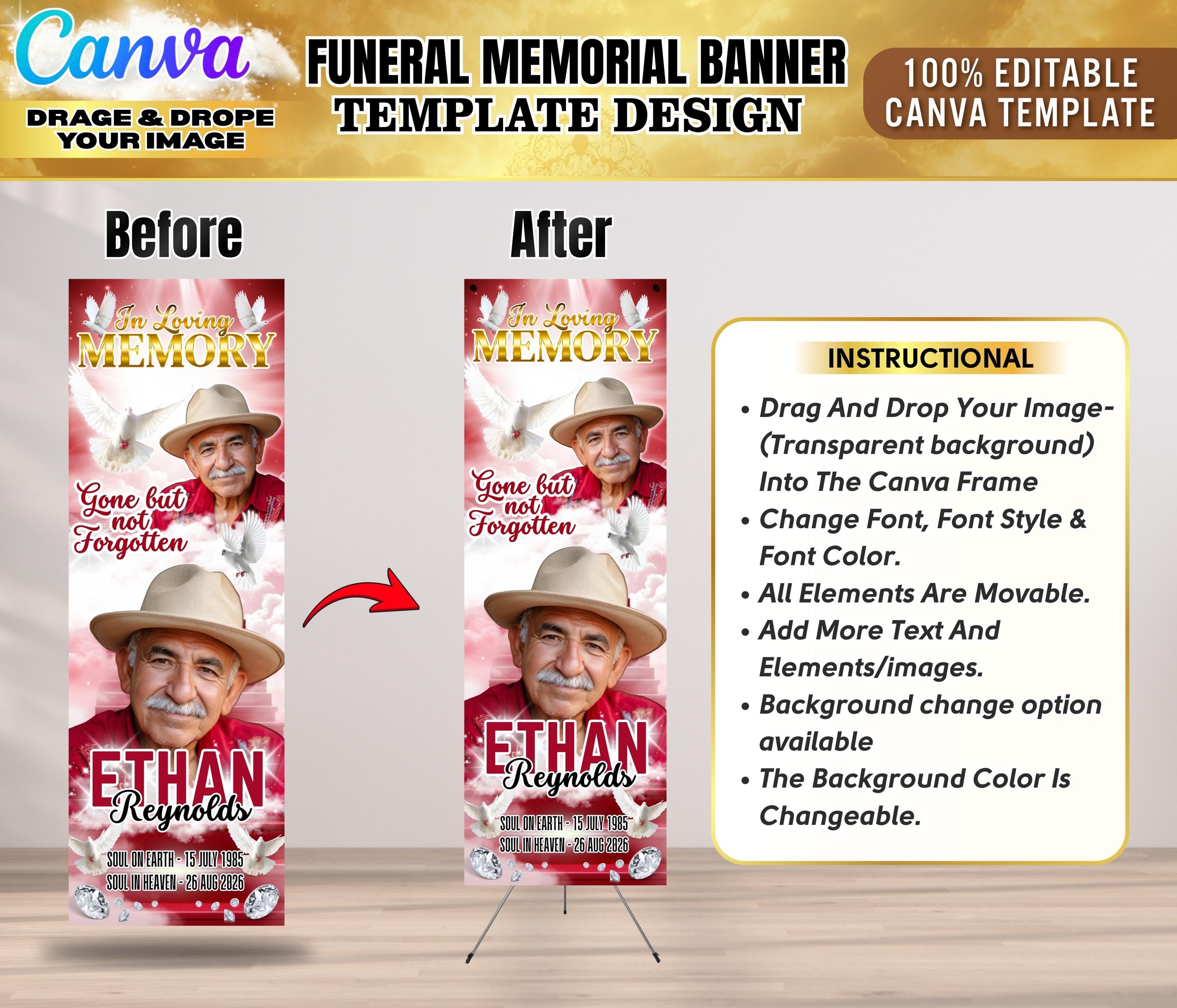 25x Memorial 2X6 Foot Banner Templates | Canva Editable Pop up Banner ...