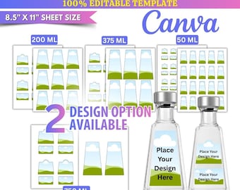 Tequila Bottle Picture Template, 4 Size 1800 Bottle Template, Tequila Bottle Label Template, Mini 50 ML - 200 ML - 375 ML - 750 Ml 1800