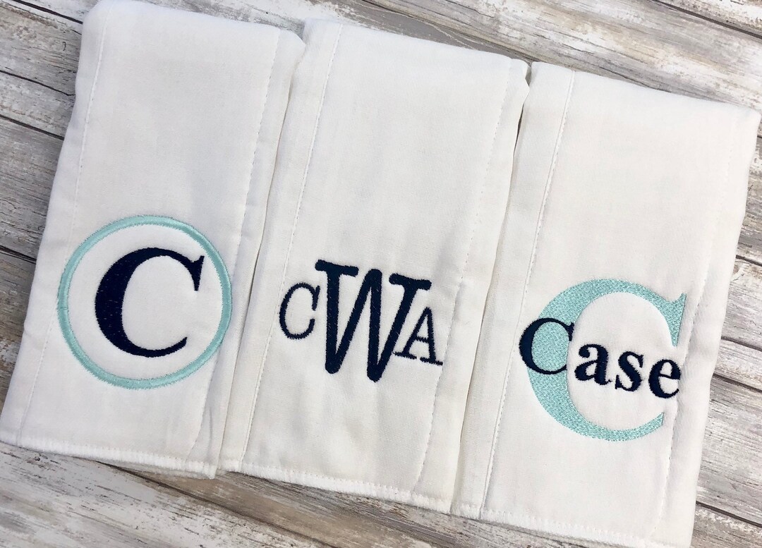 Monogrammed Burp Cloth Set Set of 3 Monogrammed Burp Cloths PICK Your