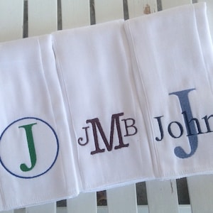 Monogrammed burp cloth set Set of 3 Monogrammed burp cloths PICK your own Thread colors personalized burp cloths boy girl unisex image 3