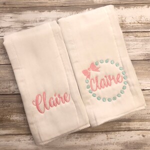 Personalized burp cloths Baby girl gift set Monogrammed burp cloth set cloth diaper butp cloths
