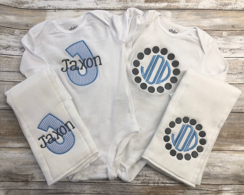 Baby Boy Gift Set Personalized Monogrammed Appliqued Baby Boy Etsy