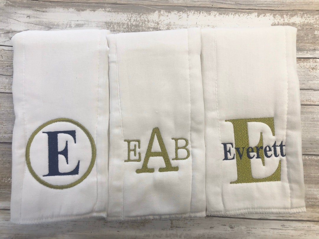 Monogrammed Burp Cloth Set Set of 3 Monogrammed Burp Cloths Etsy