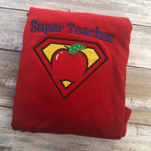 School/teacher super teacher appliqued TSHIRT image 4