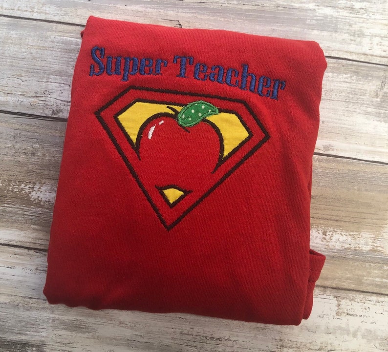 School/teacher super teacher appliqued TSHIRT image 4