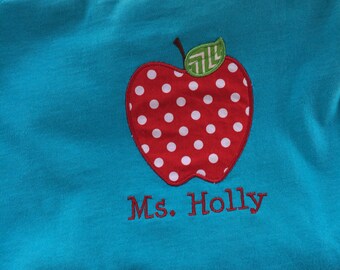 Personalized/ monogrammed School/teacher apple applique