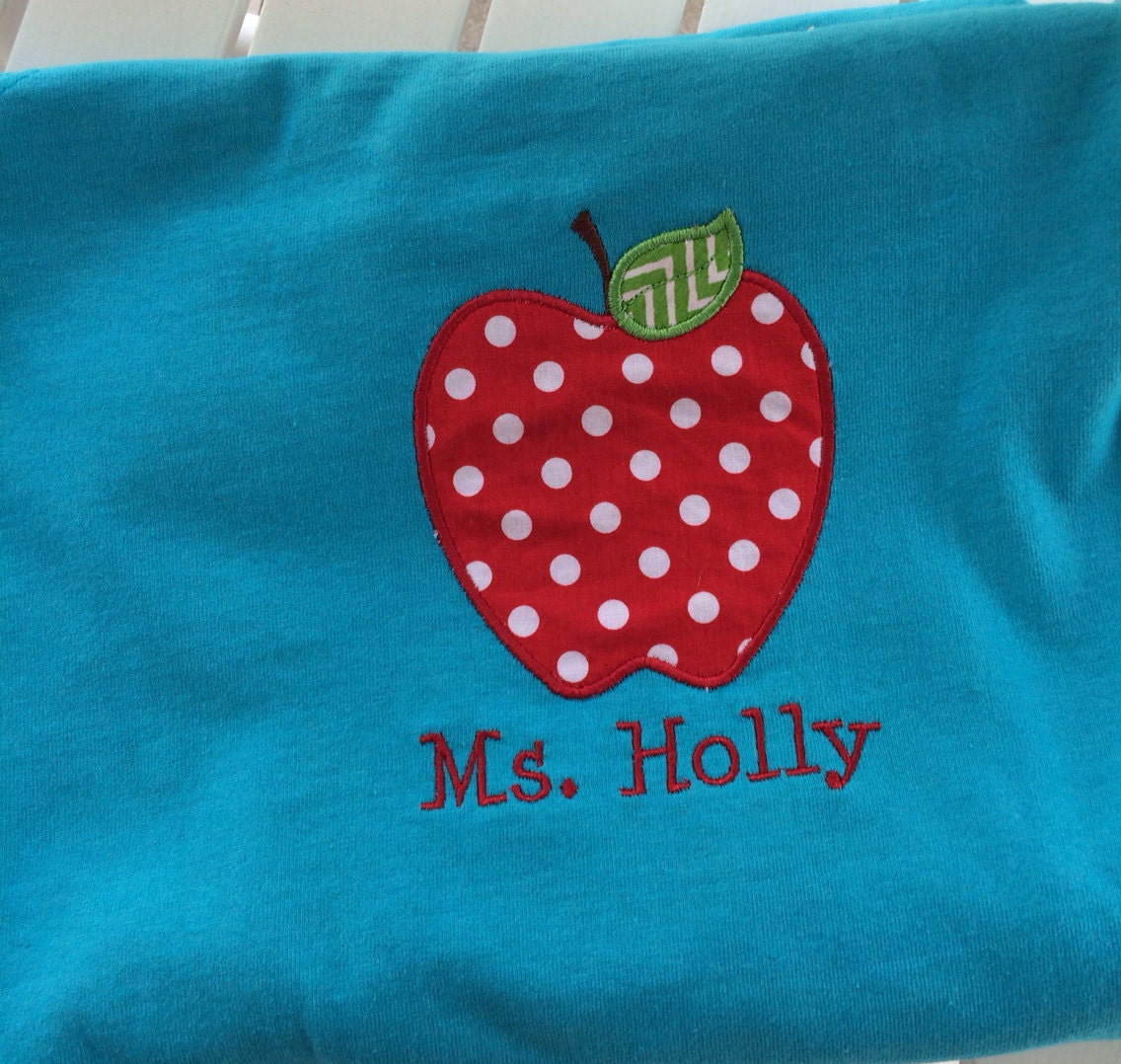 Personalized/ monogrammed School/teacher apple applique | Etsy