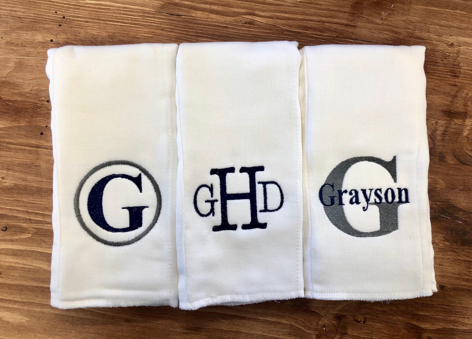 Monogrammed Burp Cloth Set Set of 3 Monogrammed Burp Cloths Etsy