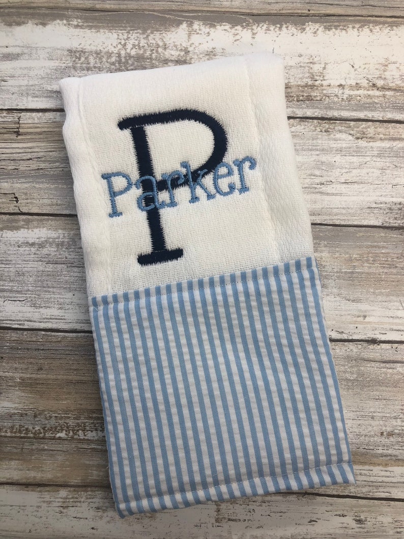 Baby Boy Monogrammed Burp Cloth Personalized Burp Cloth Etsy