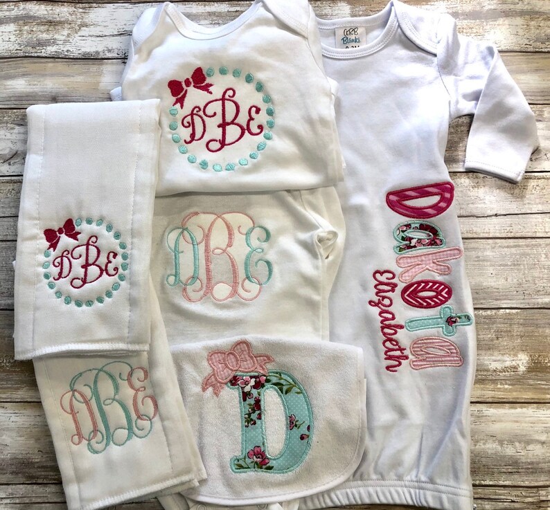 Baby Girl Gift Set Personalized Monogrammed Appliqued Baby Etsy