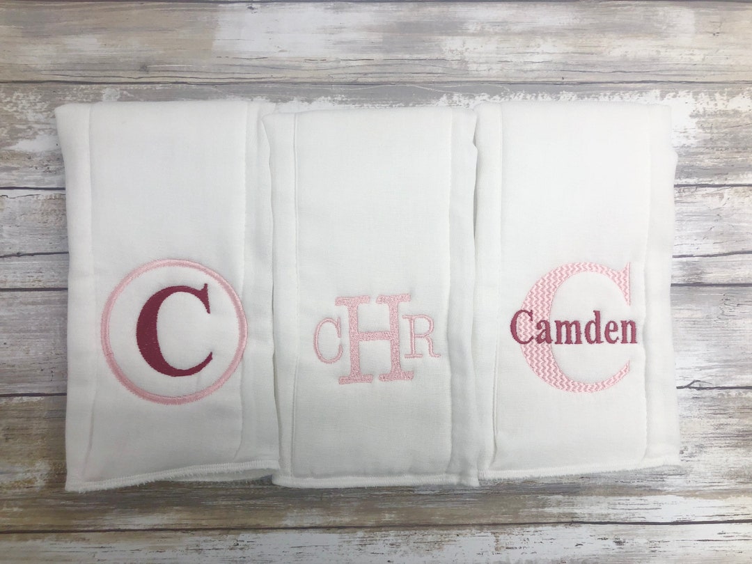 Monogrammed Burp Cloth Set Set of 3 Monogrammed Burp Cloths PICK Your
