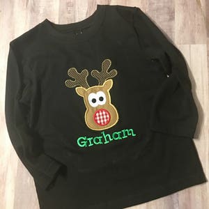 Christmas shirt- reindeer- rudolph - personalized shirt