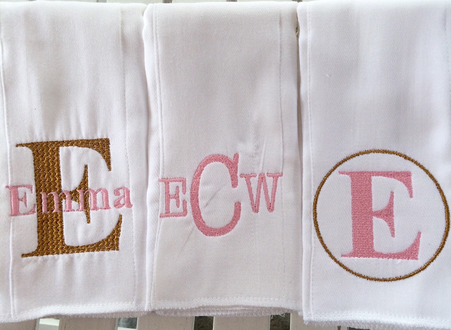 Monogrammed Burp Cloth Set Set of 3 Monogrammed Burp Cloths Etsy