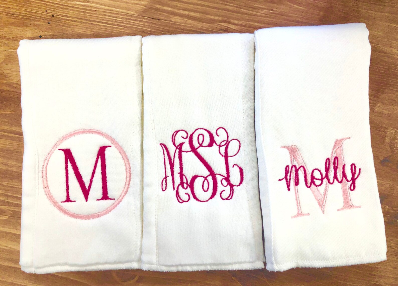 Monogrammed Burp Cloth Set Set of 3 Monogrammed Burp Cloths Etsy