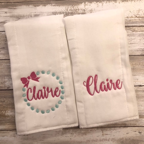 Personalized burp cloths Baby girl gift set Monogrammed burp cloth set cloth diaper butp cloths