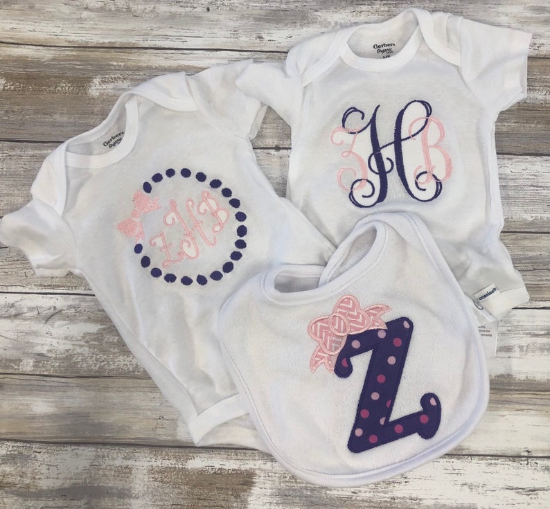 Baby girl gift Set Personalized Monogrammed Appliqued baby Etsy