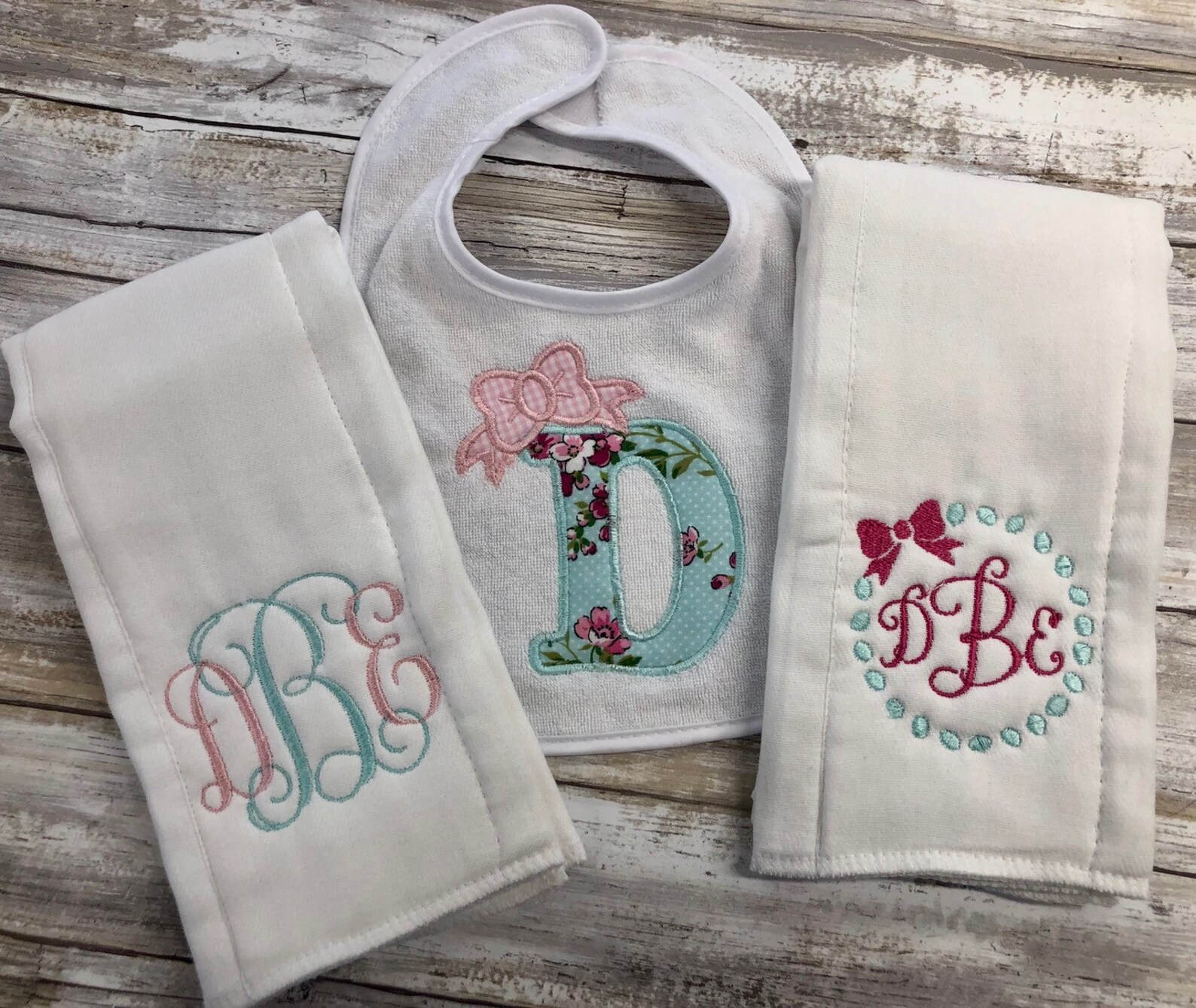Baby Girl Gift Set Personalized Monogrammed Appliqued Baby Etsy