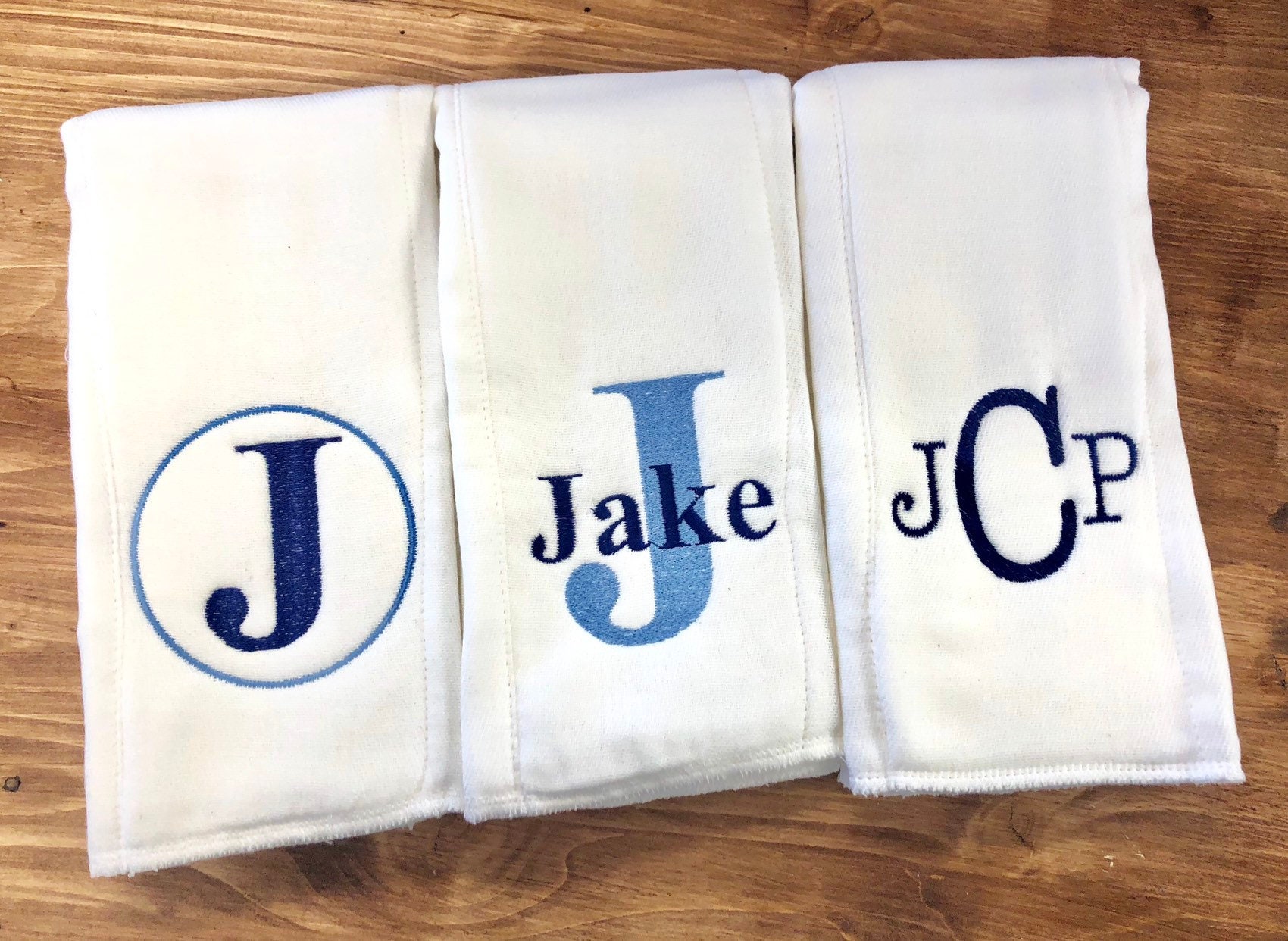 Monogrammed Burp Cloth Set Set of 3 Monogrammed Burp Cloths Etsy